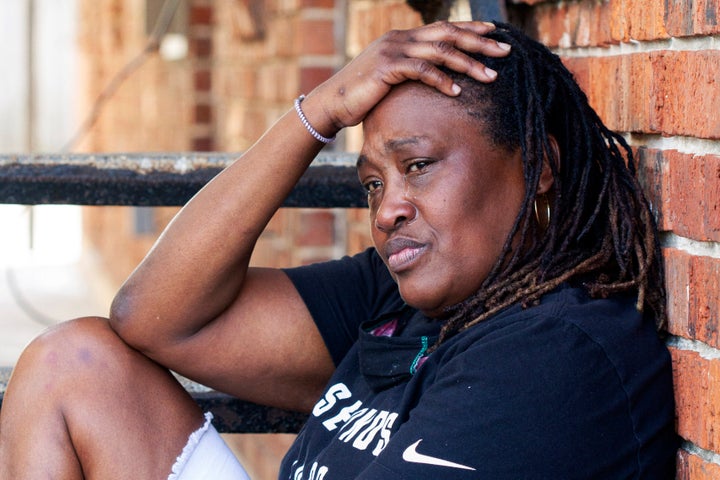 Natasha Blunt poses for a portrait in New Orleans on July 31, 2020. Blunt owes thousands of dollars in back rent after she lo