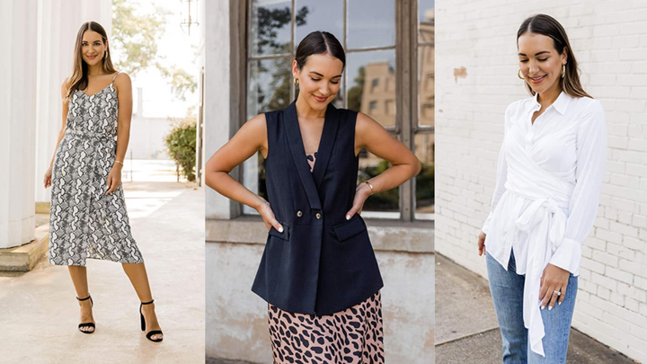 An animal print cami, a jogger set and wrap blouse — Kathleen Barnes' collection for "The Drop" is full of fashionable finds. 