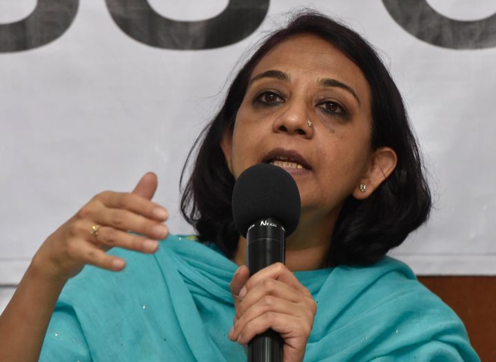 Anuradha Bhasin, editor of Kashmir Times during a discussion on the implications of Kashmir's Media and Communication blackout, organised by Mumbai Press at Azad Maidan, on September 19, 2019 in Mumbai, India. 