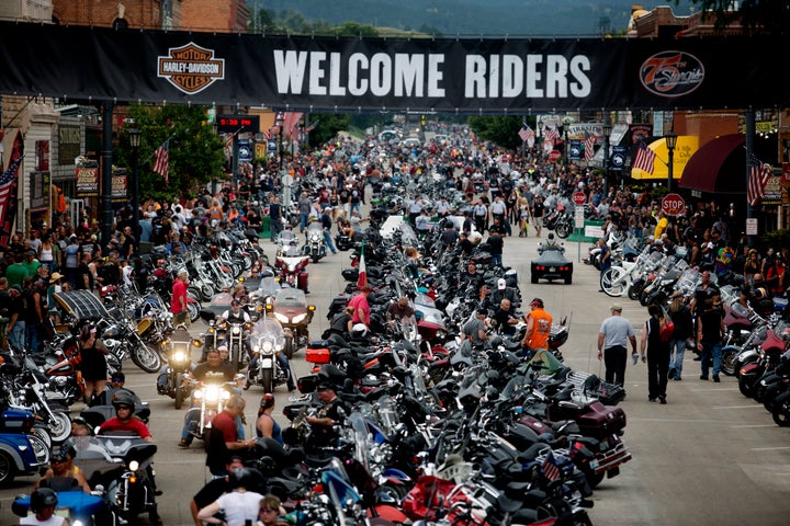 Bikes and rallygoers fill Main Street during the annual Sturgis Motorcycle Rally in August, 2015. 