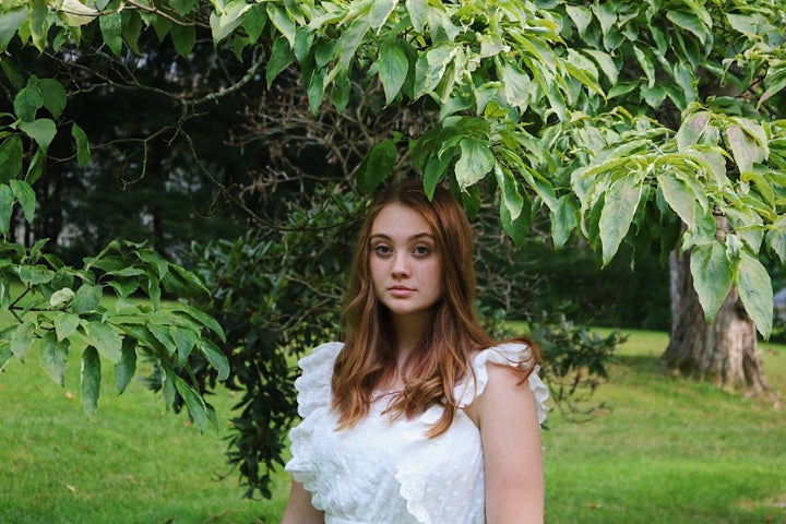 Delyth Phillips wears a dress she made herself.