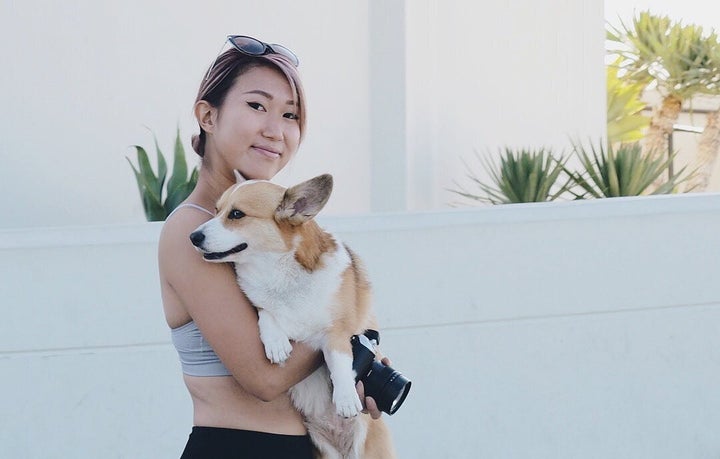 Emily Wang in workout gear from a recent online shopping spree. 