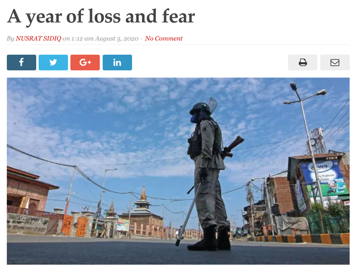 The lead story on 'Kashmir Reader'