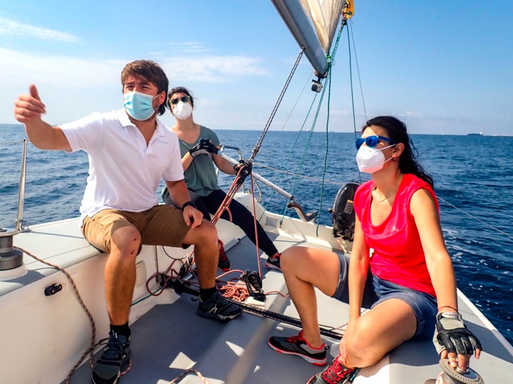 Wearing a mask adds another level of protection when boating with people outside your household. 