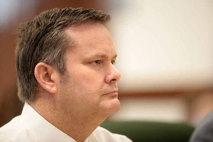 Chad Daybell is seen during his preliminary hearing in St. Anthony, Idaho, on Tuesday. He and his wife face charges related to the hiding of the remains of his two step-children.