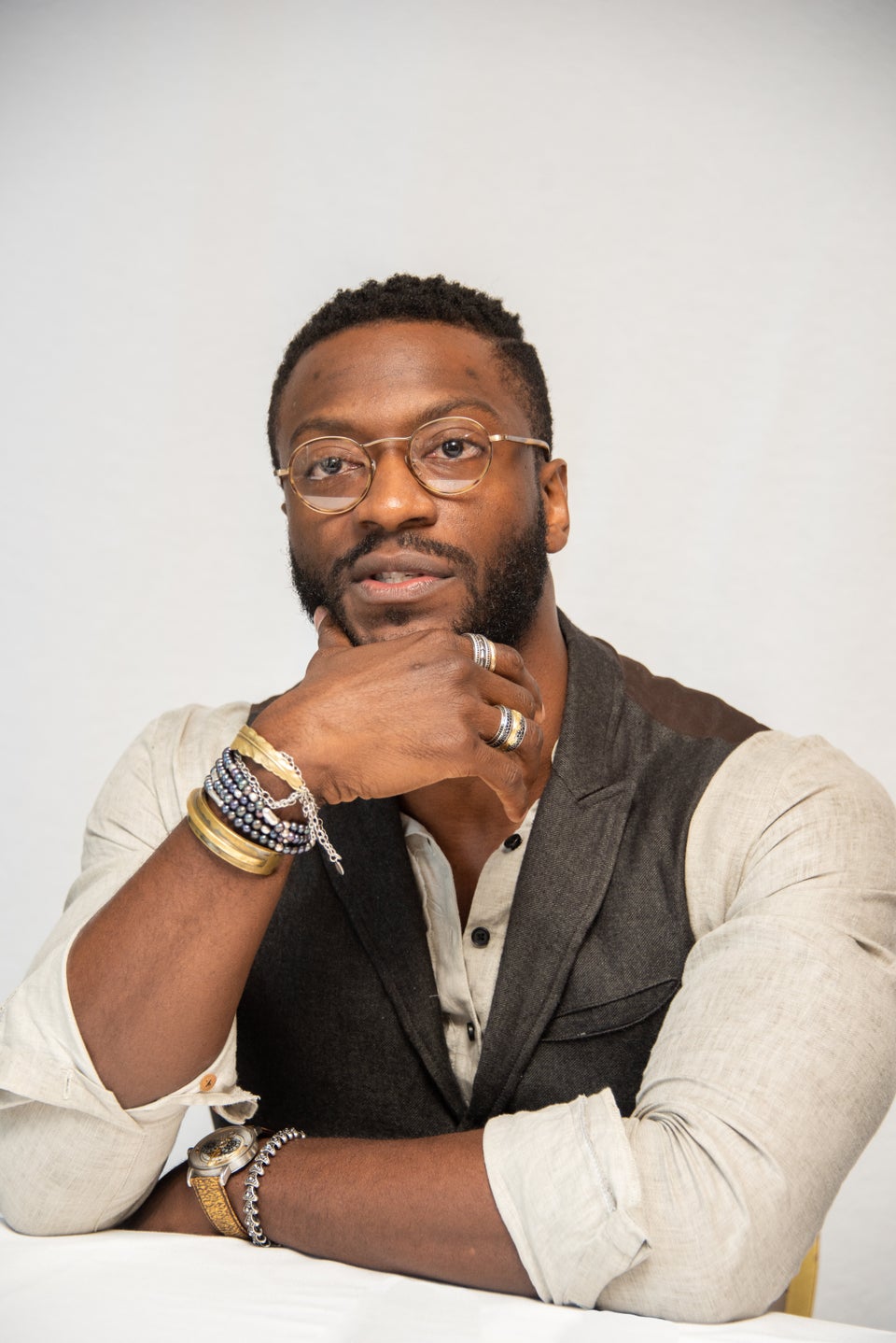 Aldis Hodge at a press conference for the movie Brian Banks