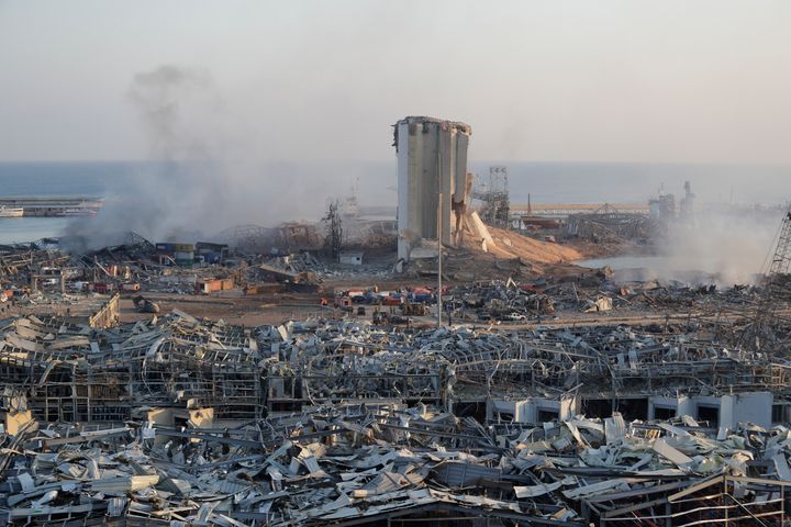 A destroyed port after a massive explosion is seen in Beirut, Lebanon, Wednesday, Aug. 5, 2020. (AP Photo/Hassan Ammar)