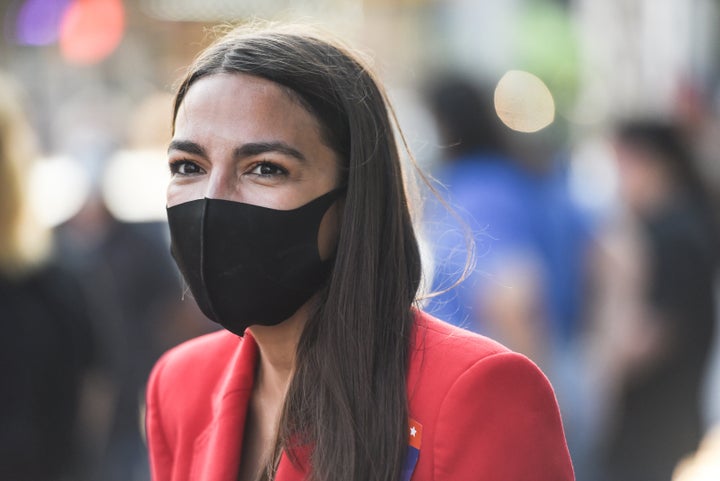 Rep. Alexandria Ocasio-Cortez (D-N.Y.) campaigns on June 23 in the Bronx borough of New York City.