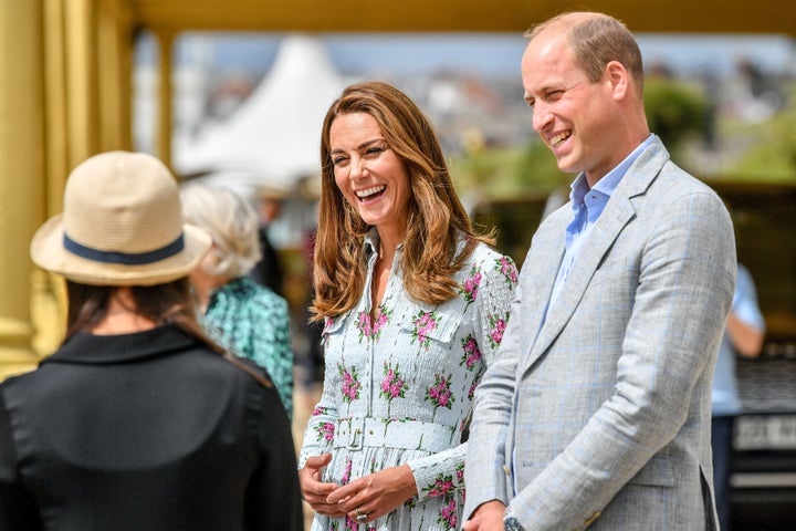 The Cambridges on the promenade as they visit beach huts to speak to local business owners about the impact of COVID-19 on the tourism sector on Aug. 5.