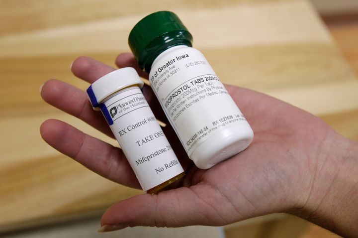 This September 2010 photo shows bottles of the abortion-inducing drug RU-486 at a Planned Parenthood of the Heartland clinic in Des Moines, Iowa, where doctors can remotely prescribe it using a telemedicine terminal.