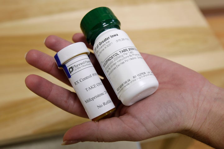 This September 2010 photo shows bottles of the abortion-inducing drug RU-486 at a Planned Parenthood of the Heartland clinic in Des Moines, Iowa, where doctors can remotely prescribe it using a telemedicine terminal.