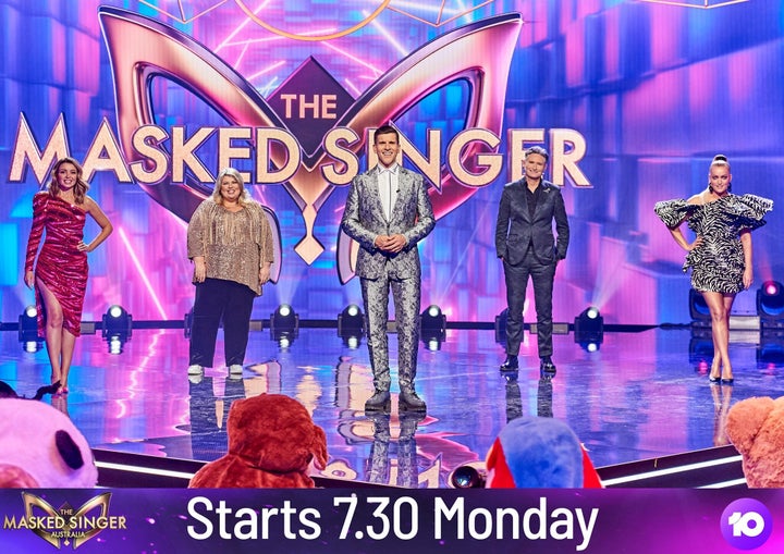 'The Masked Singer' judges Dannii Minogue, Urzila Carlson, host Osher Gunsberg and judges Dave Hughes and Jackie O