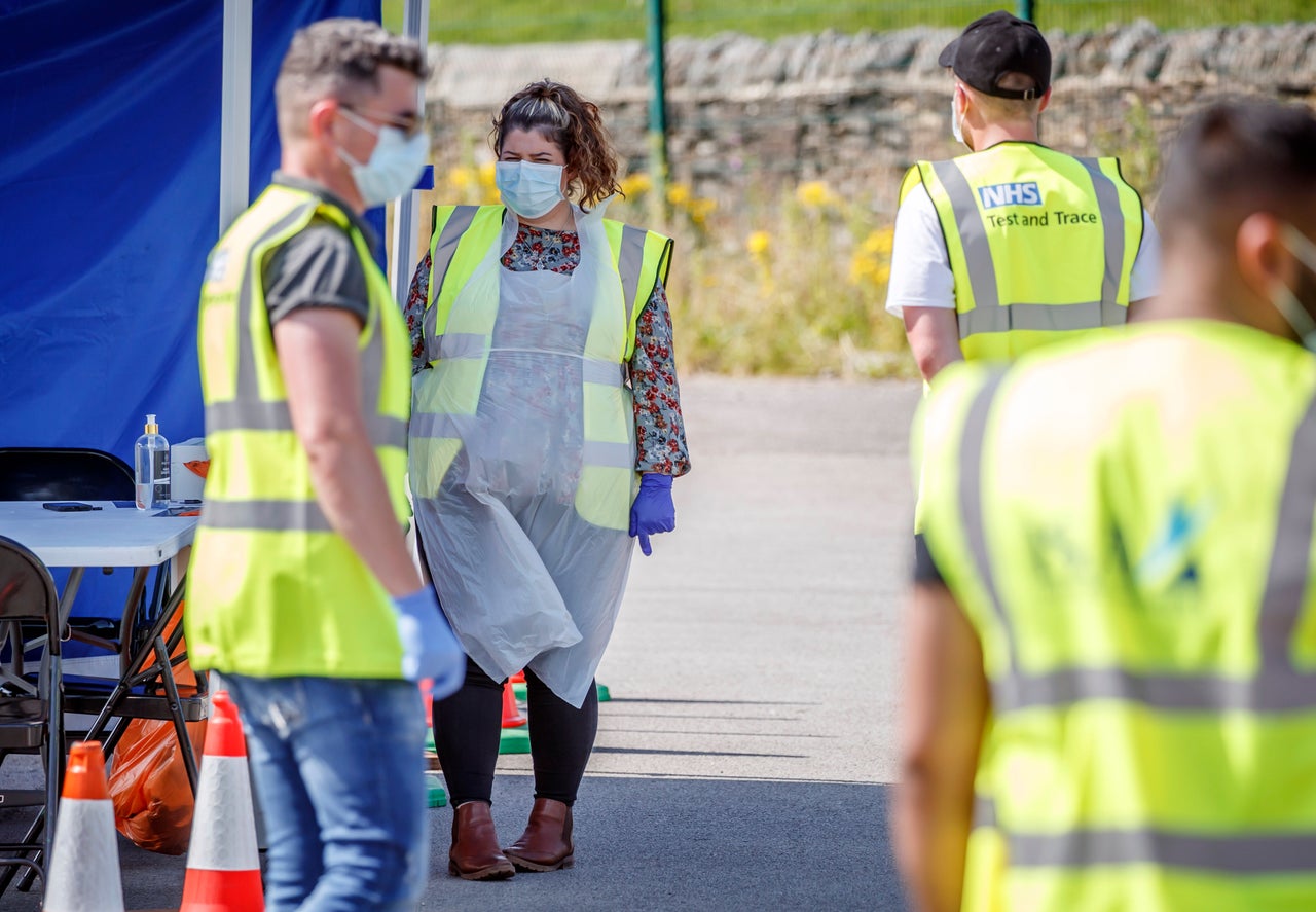 A Covid-19 testing centre in Calderdale, one of the areas where local measures have been implemented to prevent the spread of coronavirus.