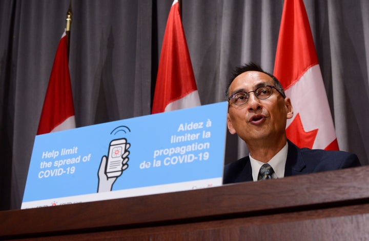 Dr. Howard Njoo, Deputy Chief Public Health Officer, holds a press conference in Ottawa on Aug. 4, 2020. 