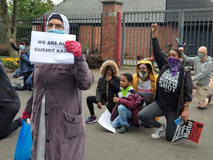 Gurmit Kaur at a Black Lives Matter protest in Smethwick.