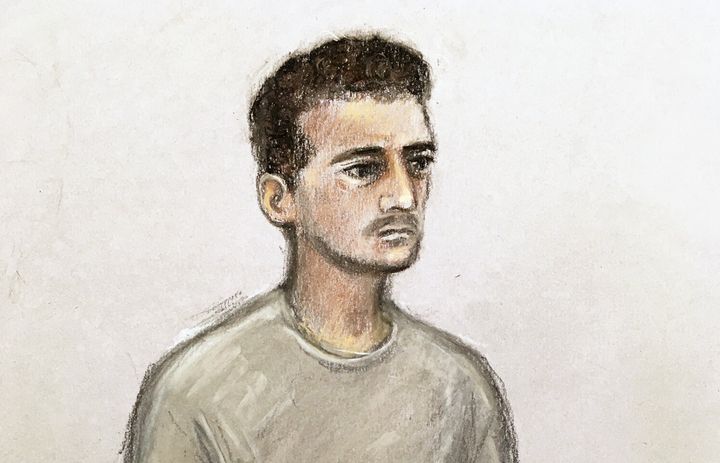 Court artist sketch by Elizabeth Cook of 18-year-old Danyal Hussein appearing in the dock at Westminster Magistrates' Court accused of killing sisters Nicole Smallman, 27, and Bibaa Henry, 46, in Fryent Country Park in Wembley, north-west London, in the early hours of Saturday June 6.
