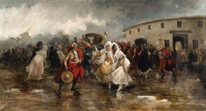 'Tarde de toros, lluvia', de Eugenio Lucas Villaamil (1885)