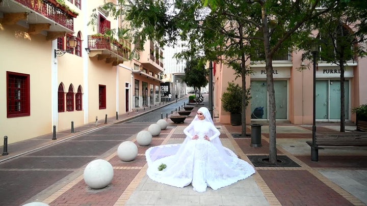 A shot from photographer Mahmoud Nakib's wedding photoshoot, before the blast occurred.