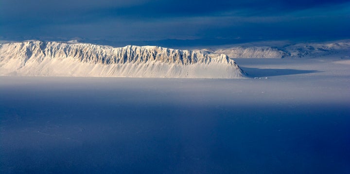 Eureka Sound on Ellesmere Island in the Canadian Arctic is seen in a NASA Operation IceBridge survey picture taken March 25,