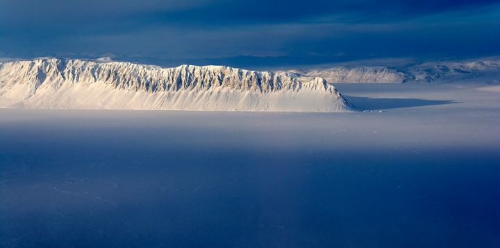 Eureka Sound on Ellesmere Island in the Canadian Arctic is seen in a NASA Operation IceBridge survey picture taken March 25, 2014.