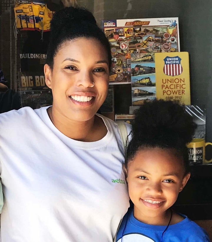 Audrey with her mother, Rashida Dunn-Nasr, who is considering home schooling for her kids after an online school disciplinary incident with Audrey in the spring.