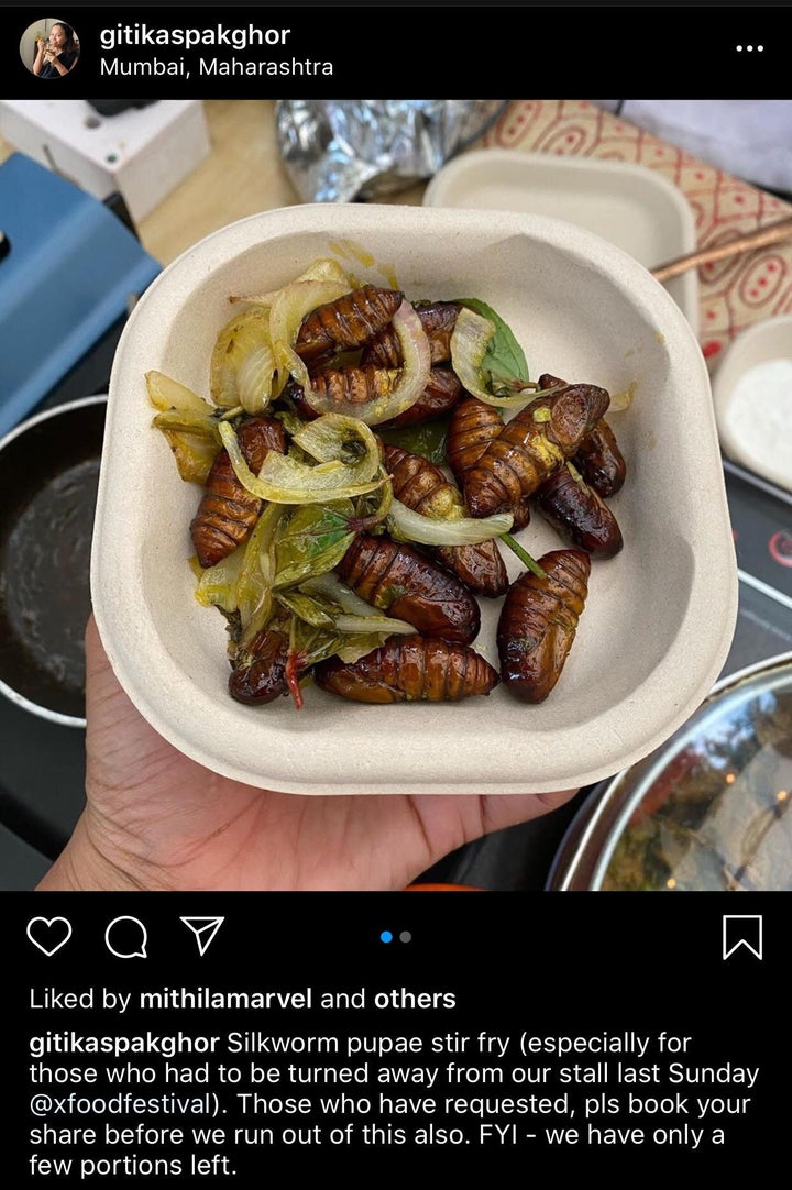 Fried silkworm pupae