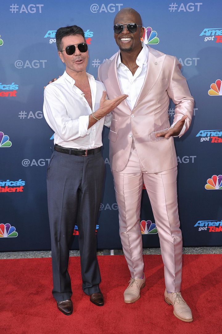 Simon Cowell and America's Got Talent host Terry Crews pictured at the show's press launch in March