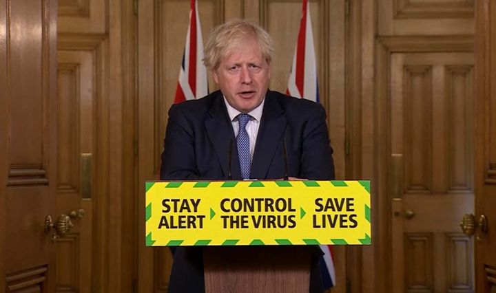 Boris Johnson during a media briefing in Downing Street, London.