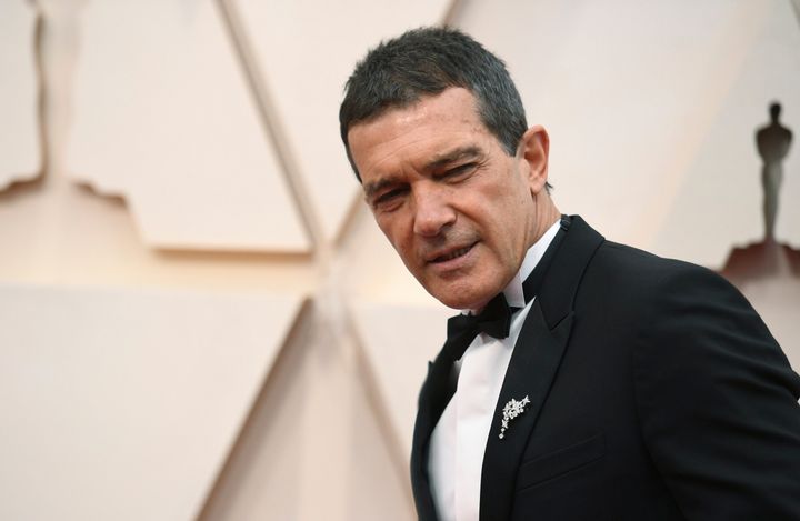 Antonio Banderas arrives at the Oscars on Sunday, Feb. 9, 2020, at the Dolby Theatre in Los Angeles. (Photo by Richard Shotwell/Invision/AP)