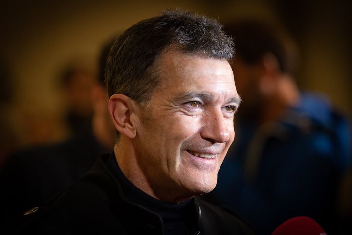 Antonio Banderas attends an event in Barcelona in February. The Oscar-nominated performer says he's confident he will recover from the novel coronavirus. 