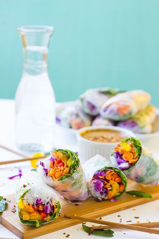 One of the fillings in this recipe is cooked vermicelli noodles, but you can either skip them or use leftovers that have already been cooked.﻿Fresh Spring Rolls with Peanut Ginger Sauce from Jessica In The Kitchen