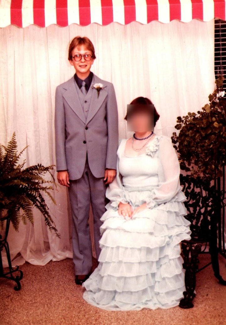 The author participated in the usual rites of growing up including high school dances. Here he is, age 15, with a date in the spring of 1979. This was a few years after he had seen Barbara Walters interview Anita Bryant.