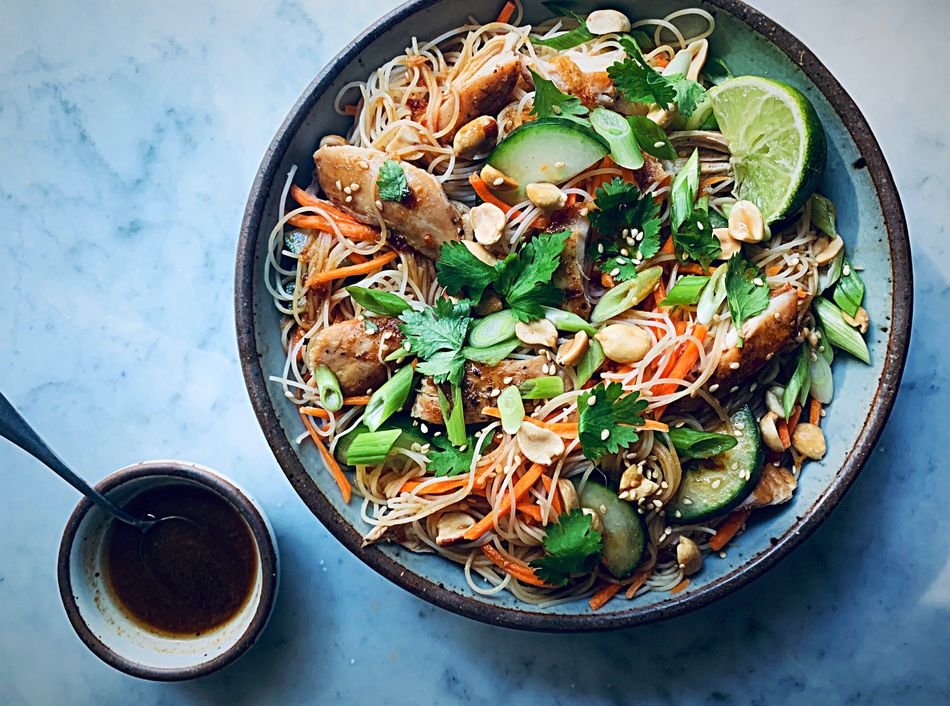 No-Cook Cold Sesame Rice Noodle Salad from Anna Hampton/HuffPost Food