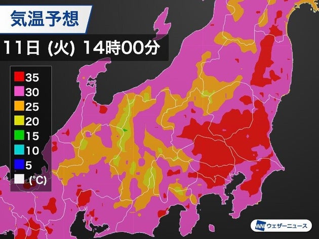 熱中症警戒アラート 関東の1都6県と山梨県に発令 40 に迫る可能性も 8月11日の天気 ハフポスト