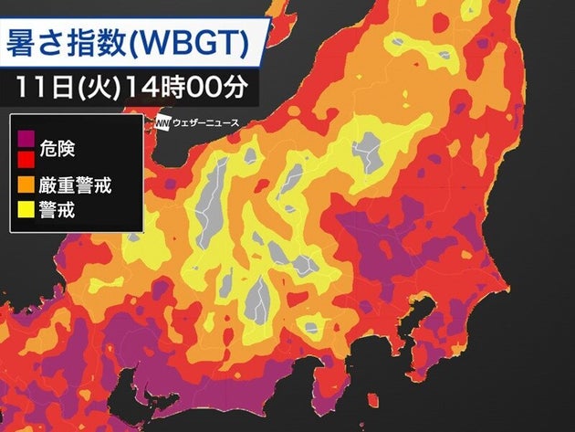 熱中症警戒アラート 関東の1都6県と山梨県に発令 40 に迫る可能性も 8月11日の天気 ハフポスト