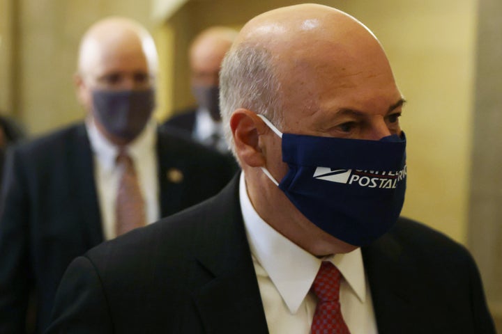 U.S. Postmaster General Louis DeJoy arrives at a meeting at the office of House Speaker Nancy Pelosi (D-Calif.) last week in 