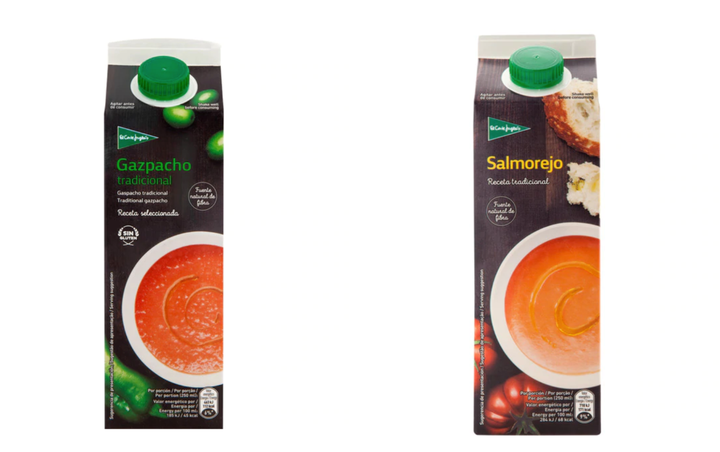 Gazpacho y salmorejo de El Corte Inglés.