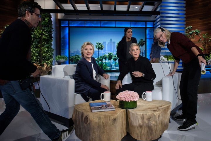 Hillary Clinton and Ellen DeGeneres during a commercial break on a 2016 episode of "The Ellen DeGeneres Show."