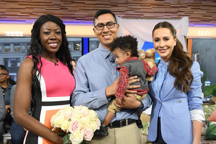 Jessica Mulroney, right, on "Good Morning America" in March 2019. She no longer appears on the show.