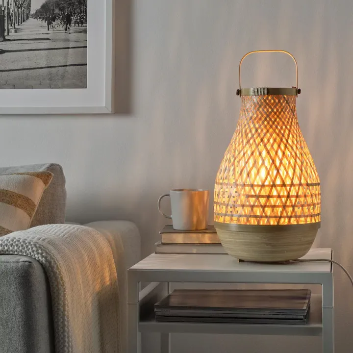 This new IKEA lamp made with bamboo waste brings home the 'hygge.'