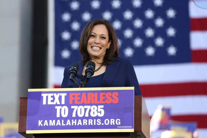 Senator Kamala Harris (D-CA) speaks to her supporters at the official launch rally for her campaign as a candidate for Presid