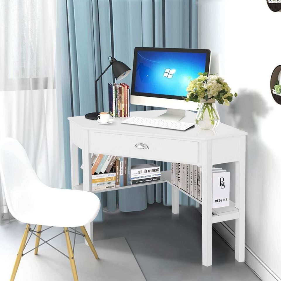 Parma 42 Inch Modern Desk - Home & Office Small Computer Desk with Wide  Drawer - Wooden Study Writing Minimalist Desk with Storage for Small Space