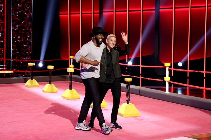 Stephen "tWitch" Boss and Ellen DeGeneres pictured together on "Ellen's Game of Games."