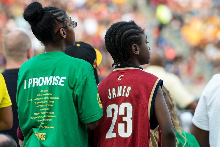 Two children at an event at The LeBron James Family Foundation in Akron, Ohio.