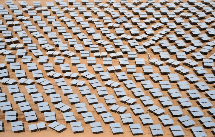 A solar plant co-owned by Google in the Mojave Desert.