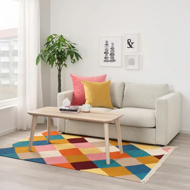 Flatwoven and bright, this colour-pop rug is a joy-sparker.