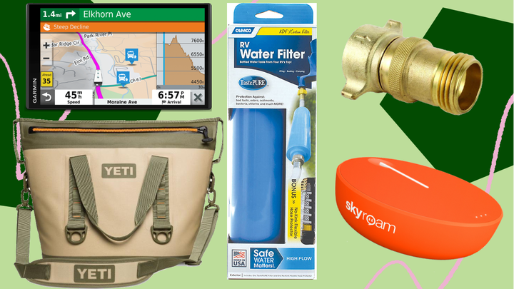 Every RV owner needs these essentials on hand: <a href="https://fave.co/31MZoUd" target="_blank" rel="noopener noreferrer">an RV GPS</a>, which can give you customized routes to avoid things like narrow roads and low bridges; a <a href="https://fave.co/3gTF4H5" target="_blank" rel="noopener noreferrer">Wi-Fi hotspot</a> so you can stay connected wherever you go; a <a href="https://fave.co/2PKc8pj" target="_blank" rel="noopener noreferrer">water pressure regulator</a> to prevent busted pipes; an <a href="https://amzn.to/30RpBly" target="_blank" rel="noopener noreferrer">RV water filtration system</a>; and a <a href="https://fave.co/3gL0xCj" target="_blank" rel="noopener noreferrer">Yeti Hopper Two 30 Cooler</a> bag to use on the road.