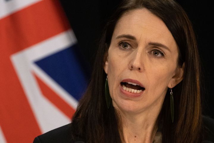 New Zealand's Prime Minister Jacinda Ardern speaks to the media regarding the latest case of COVID-19 coronavirus infections, breaking a 102-day run of no local transmissions, at the parliament in Auckland on August 12, 2020.(Photo by MARTY MELVILLE/AFP via Getty Images)