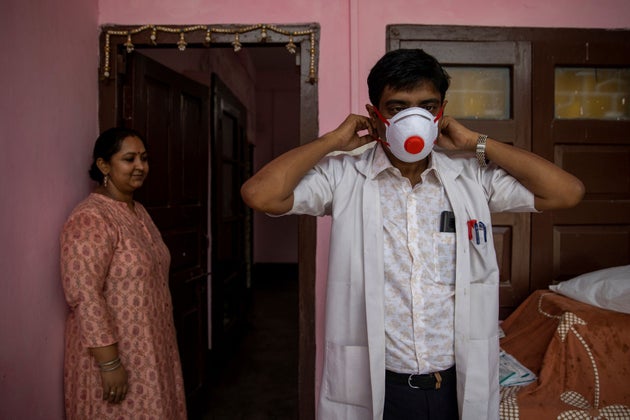 Dr. Kumar Gaurav and his wife Dr Mili Jaswal, at their home in Bhagalpur, Bihar, India, July 27,