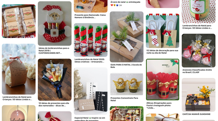Busca por ideias presentes de Natal no Pinterest.